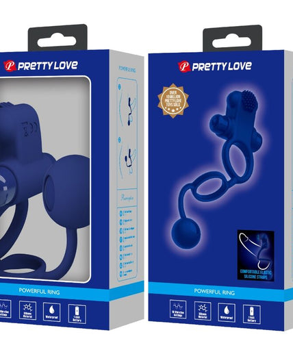 PRETTY LOVE - REMINGTON DOUBLE VIBRATING RING WITH PLUG BLUE