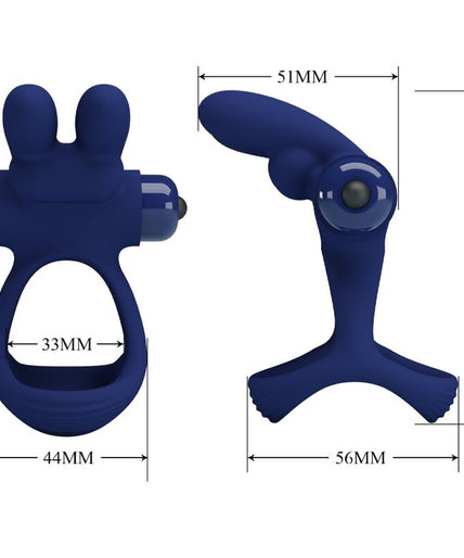 PRETTY LOVE - FRANCISCO DOUBLE VIBRATING RING RABBIT BLUE