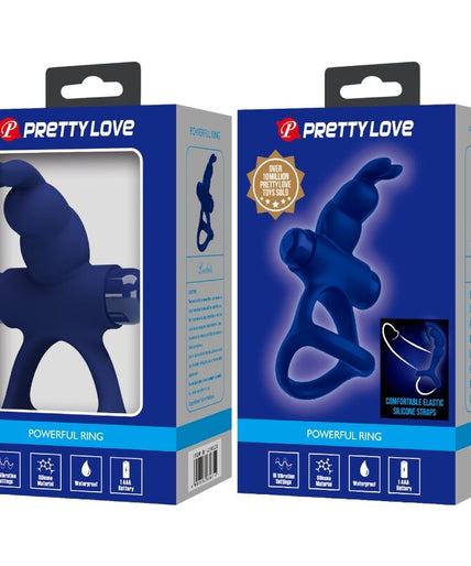 PRETTY LOVE - LUCHITO DOUBLE VIBRATING RING RABBIT BLUE