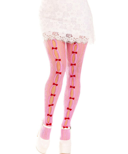 LEG AVENUE - KOUSEN MET OPENINGEN HART & STRIKKEN ROZE