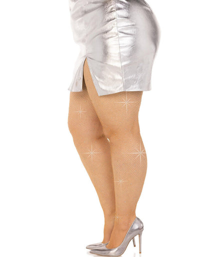 LEG AVENUE - KRISTALLEN NETKOUSEN KARAMEL PLUS SIZE