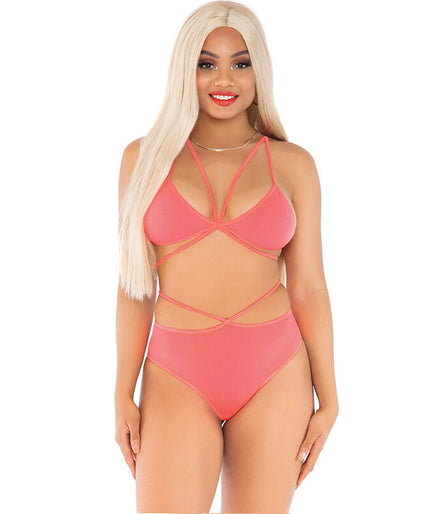 LEG AVENUE - TOP & SLIP KORAAL MET BANDJES