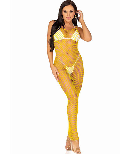 LEG AVENUE - LONG NET DRESS YELLOW ONE SIZE