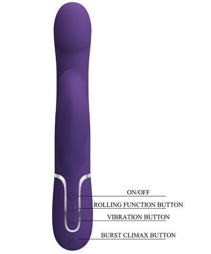 PRETTY LOVE - ZALIN RABBIT VIBRATOR PEARLS 4 IN 1 PURPLE