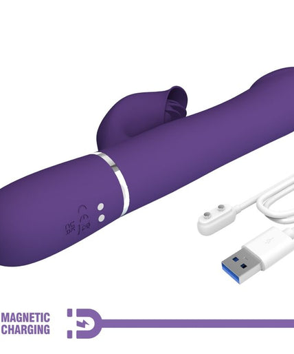 PRETTY LOVE - ZALIN RABBIT VIBRATOR PEARLS 4 IN 1 PURPLE