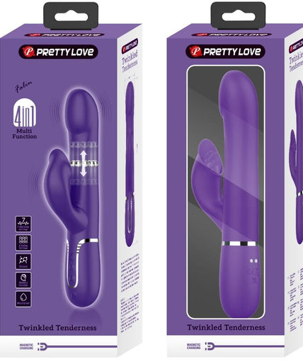 PRETTY LOVE - ZALIN RABBIT VIBRATOR PEARLS 4 IN 1 PURPLE