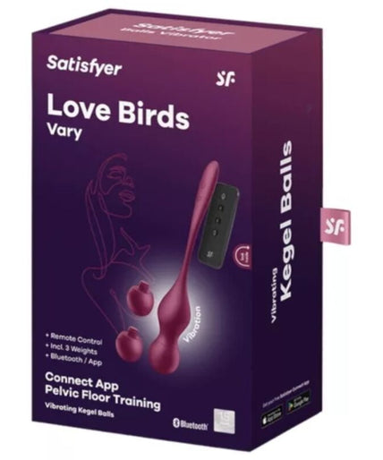 SATISFYER - LOVE BIRDS VARY VIBRATING BALLS FREE APP WINE RED