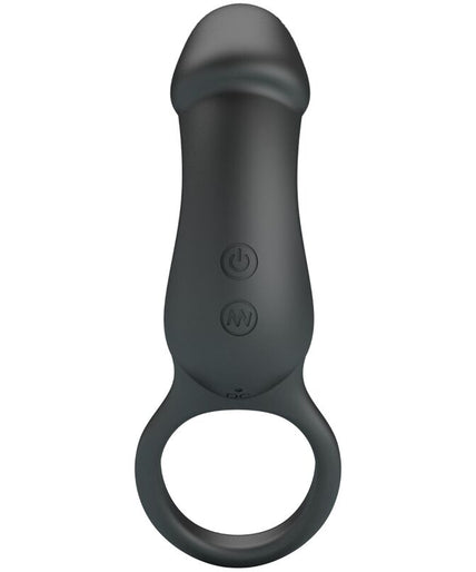 PRETTY LOVE - TRAE VIBRATING BLACK RING WITH STIMULATOR
