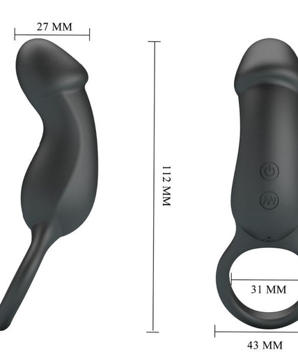 PRETTY LOVE - TRAE VIBRATING BLACK RING WITH STIMULATOR