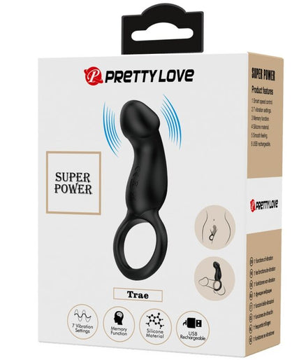 PRETTY LOVE - TRAE VIBRATING BLACK RING WITH STIMULATOR