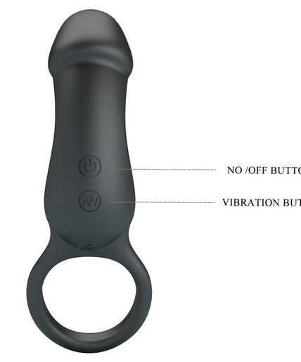 PRETTY LOVE - TRAE VIBRATING BLACK RING WITH STIMULATOR