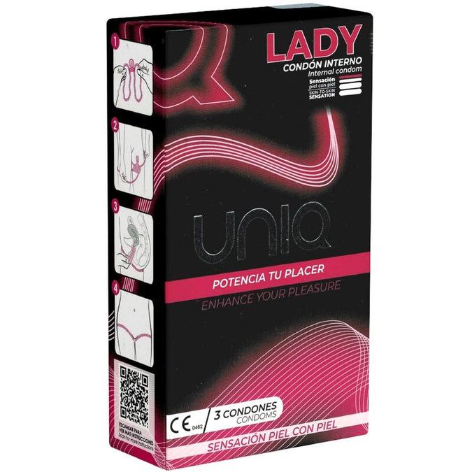 UNIQ - LADY CONDOOM LATEXVRIJE VROUWELIJKE CONDOMS MET GORDEL 3 STUKS