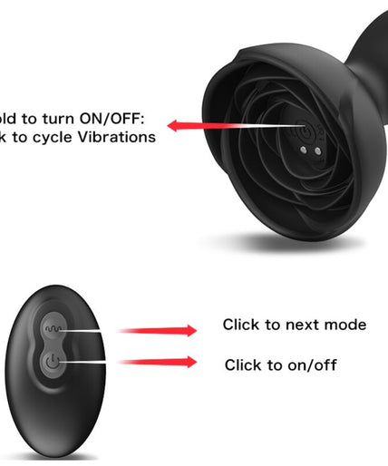 ARMONY - EXTREME A BLOOM ROSE VIBRATOR & ANAL PLUG REMOTE CONTROL BLACK