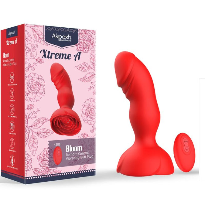 ARMONY - EXTREME A BLOOM ROOS VIBRATOR & ANAALPLUG AFSTANDSBEDIENING ROOD