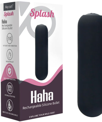 ARMONY - SPLASH HAHA VIBRATOR BULLET SILICONE 10 VIBRATIONS 75 X 19 CM BLACK