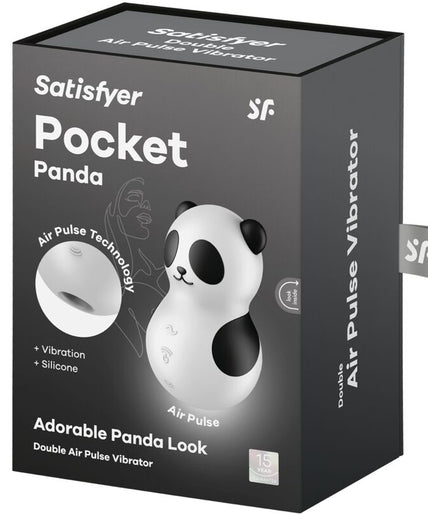 SATISFYER - POCKET PANDA STIMULATOR & VIBRATOR ZWART EN WIT