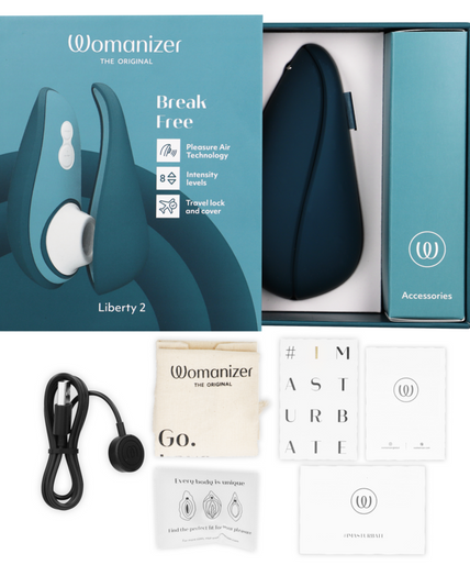 WOMANIZER - LIBERTY 2 CLITORISSTIMULATOR & ZUIGFUNTIE BLAUW