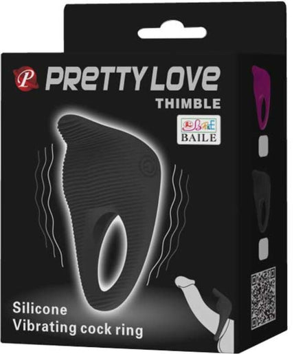 PRETTY LOVE - THIMBLE VIBRATOR RING BLACK
