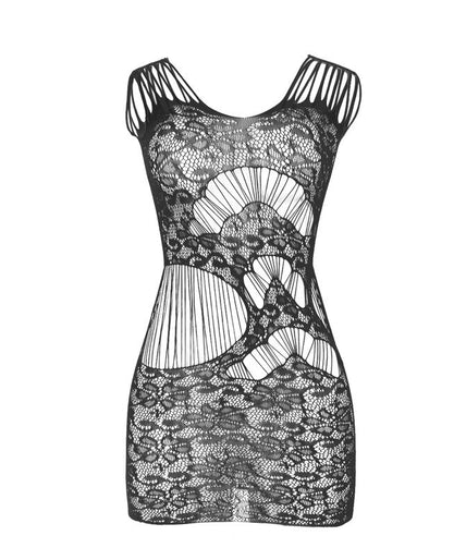 SUBBLIME - 951771 LONG DRESS WITH OPEN BACK WITH FISHNET BLACK ONE SIZE