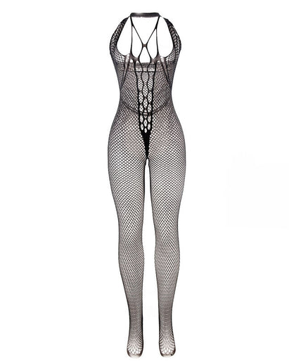 SUBBLIME - 951788 LANGE FISCHNETZ-BODYSTocking MIT TRÄgern AUF BRUST UND RÜCKEN SCHWARZ EEN MAAT
