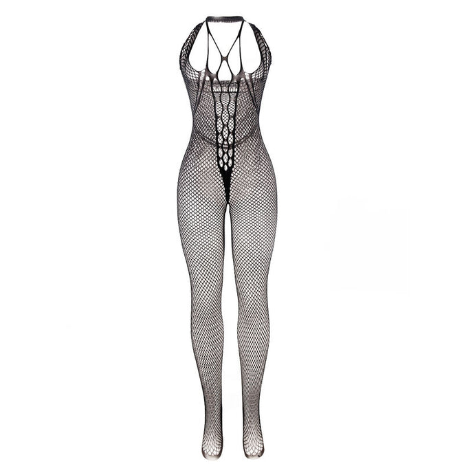 SUBBLIME - 951788 LANGE FISCHNETZ-BODYSTocking MIT TRÄgern AUF BRUST UND RÜCKEN SCHWARZ EEN MAAT