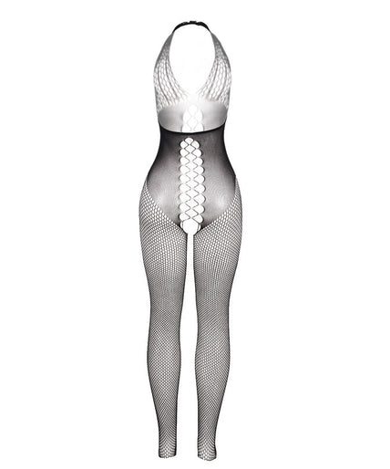 SUBBLIME - 951832 BODYSTOCKING MET OPEN RUG EN KRUISDETAILS ZWART ÉÉN MAAT