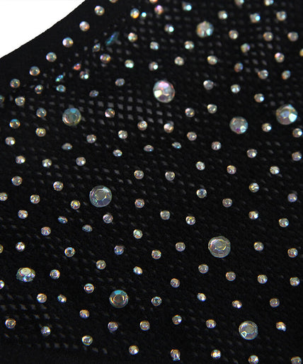 SUBBLIME - 952174 VISNET BODYSTOCKING MET HANDSCHOENEN EN STRASS ZWART EEN MAAT
