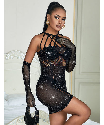Subblime – 952235 Visnetjurk met strasssteentjes Zwart One Size