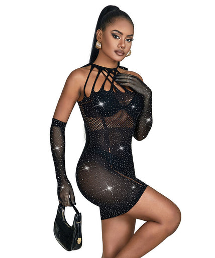 Subblime – 952235 Visnetjurk met strasssteentjes Zwart One Size