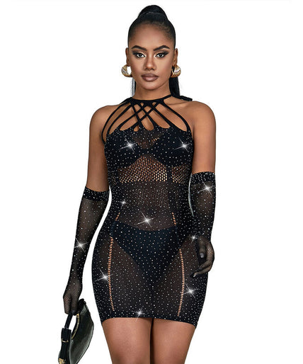 Subblime – 952235 Visnetjurk met strasssteentjes Zwart One Size