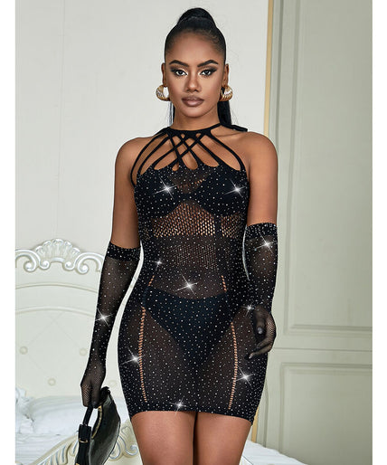 Subblime – 952235 Visnetjurk met strasssteentjes Zwart One Size