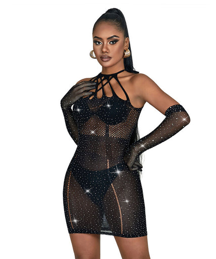 Subblime – 952235 Visnetjurk met strasssteentjes Zwart One Size