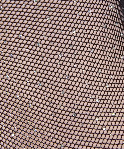 SUBBLIME - 952297 GLANZENDE FISHNET BODY MET LANGE MOUWEN EN BLOTE SCHOUDERS ZWART EEN MAAT