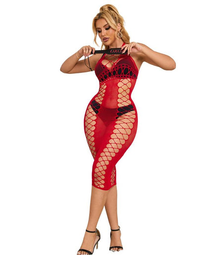 SUBBLIME - 952327 LANGE RODE FISHNET JURK EEN MAAT