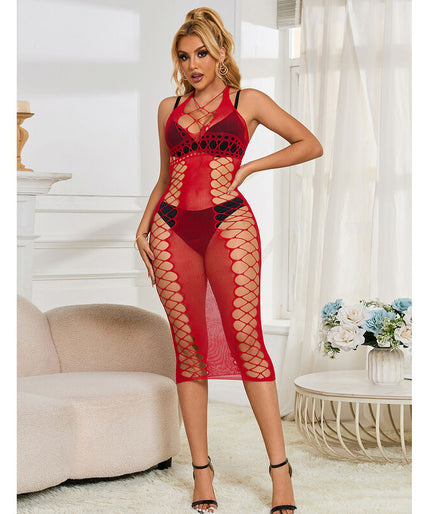 SUBBLIME - 952327 LANGE RODE FISHNET JURK EEN MAAT