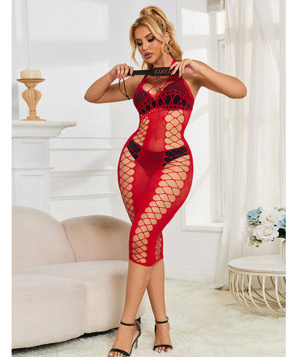 SUBBLIME - 952327 LANGE RODE FISHNET JURK EEN MAAT