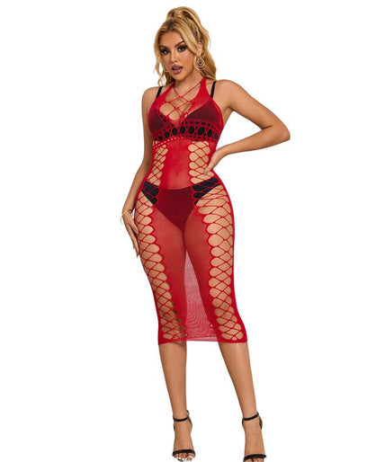 SUBBLIME - 952327 LANGE RODE FISHNET JURK EEN MAAT