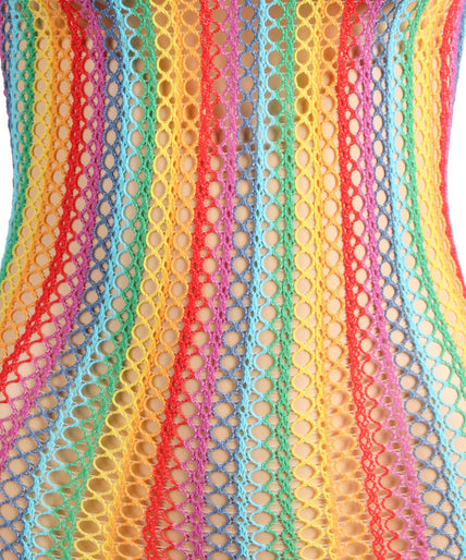 SUBBLIME - 952341 RAINBOW FISHNET DRESS ONE SIZE