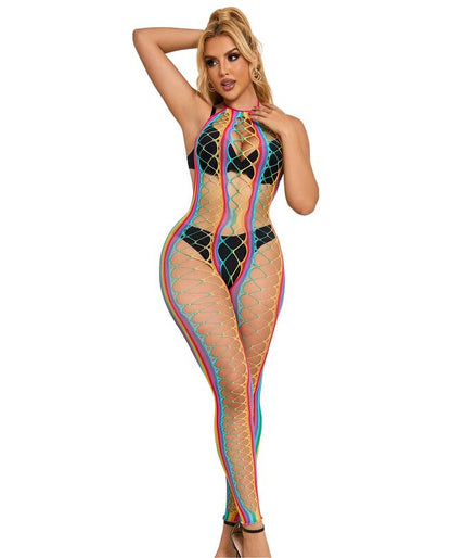 SUBBLIME - 952358 REGENBOOG MESH HALTERNECK BODYSTOCKING XS/M
