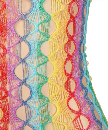 SUBBLIME - 952365 RAINBOW BARE SHOULDER FISHNET DRESS ONE SIZE