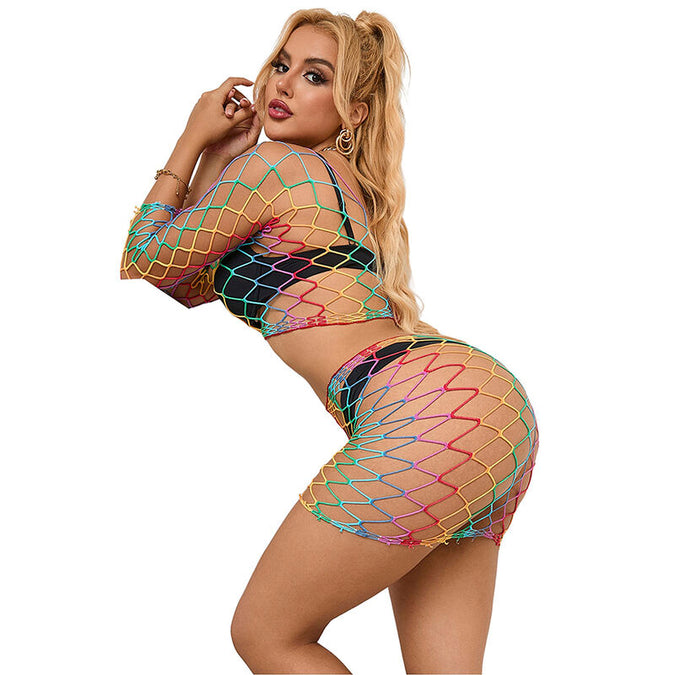 SUBBLIME - 952440 2-DELIGE FISCHNET SET LANGE MOUW REGENBOOG ONE SIZE