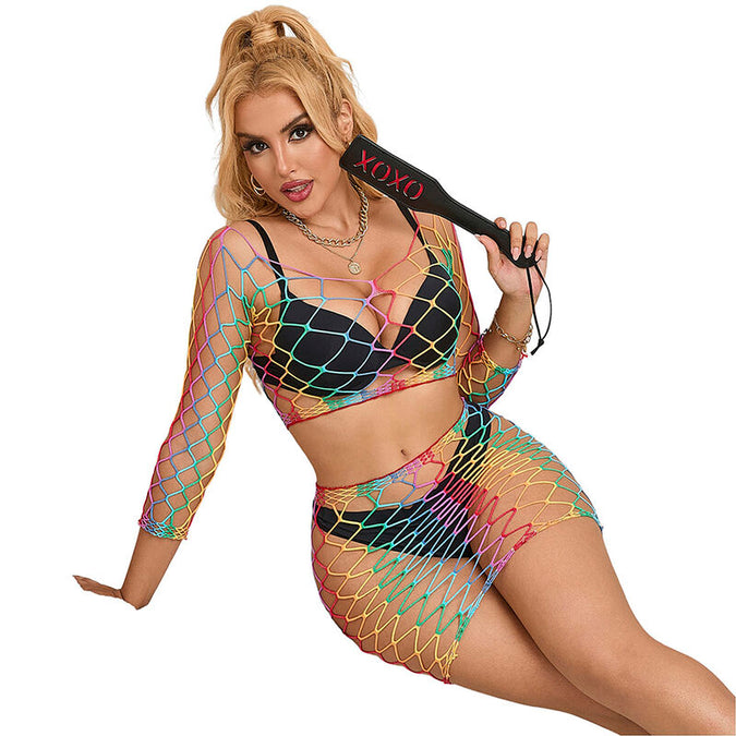 SUBBLIME - 952440 2-DELIGE FISCHNET SET LANGE MOUW REGENBOOG ONE SIZE
