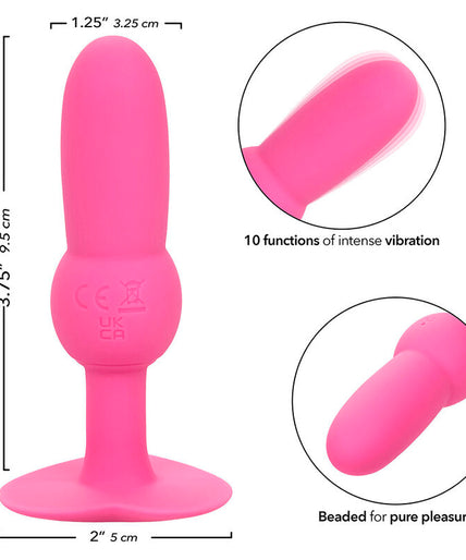 Calexotics – Eerste keer anale plug met kralen en 10 vibratiestanden Roze