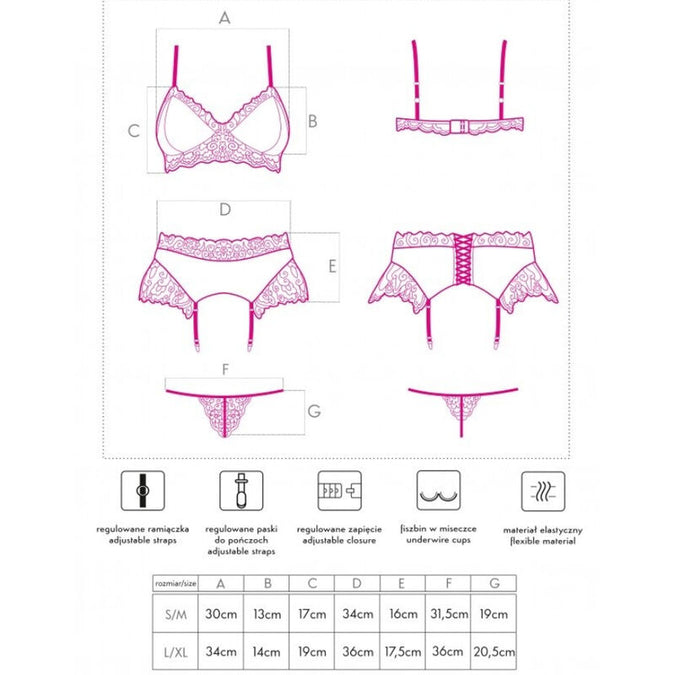 LIVCO CORSETTI FASHION - NAHIR LC 20214 BH + SLIP + JARRETELGORDEL S/M