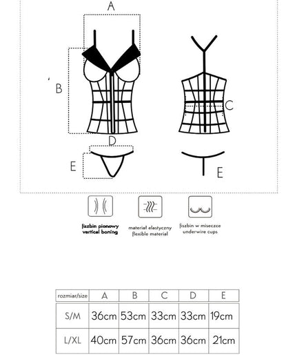 LIVCO CORSETTI FASHION - LAURA LC 20215 CORSET + THONG L/XL