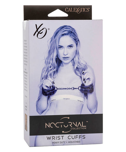 CALEXOTICS - NOCTURNAL LEATHER WRIST CUFFS ADJUSTABLE BLACK