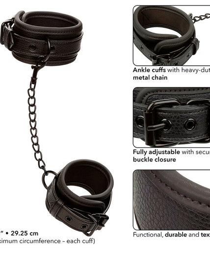 CALEXOTICS - NOCTURNAL ANKLE CUFFS LEATHER ADJUSTABLE BLACK