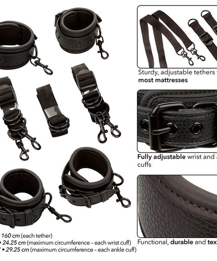CALEXOTICS - NOCTURNAL BED RESTRAINTS LEATHER ADJUSTABLE BLACK