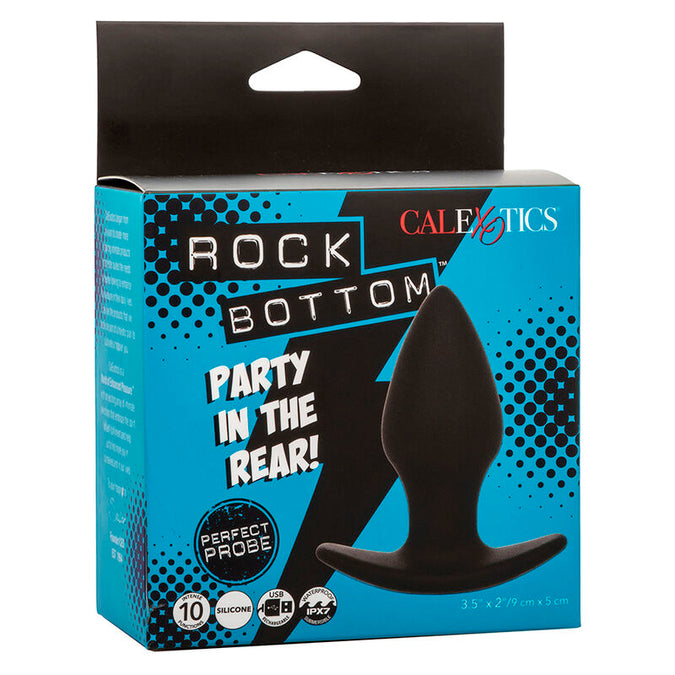 Calexotics – Rock Bottom Perfect Anaalplug met 10 Vibraties, Zwart Siliconen