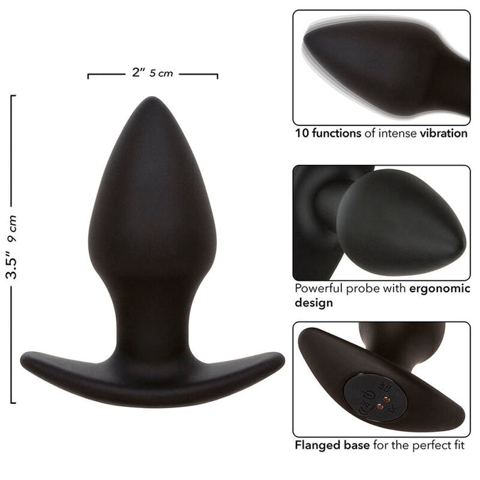 Calexotics – Rock Bottom Perfect Anaalplug met 10 Vibraties, Zwart Siliconen